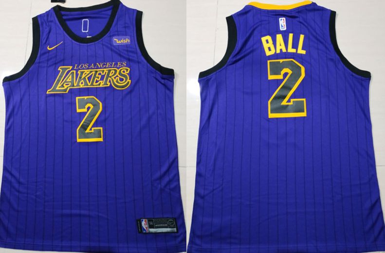Men Los Angeles Lakers #2 Ball Blue City Edition Game Nike NBA Jerseys